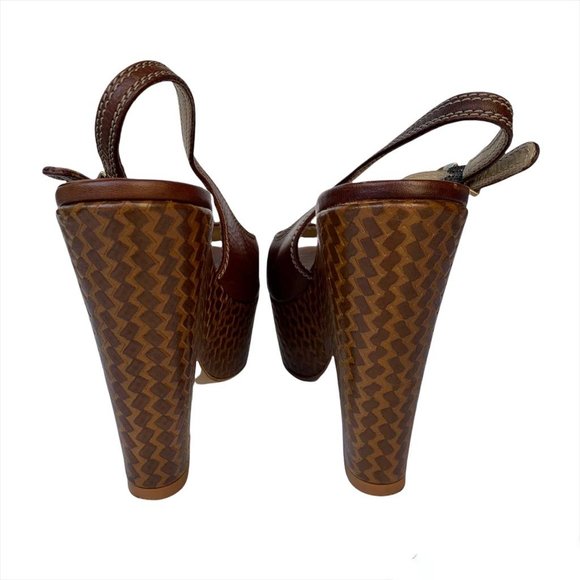 Emporio Armani Leather Platform Sandals | 37 | Brown - Picture 13 of 16